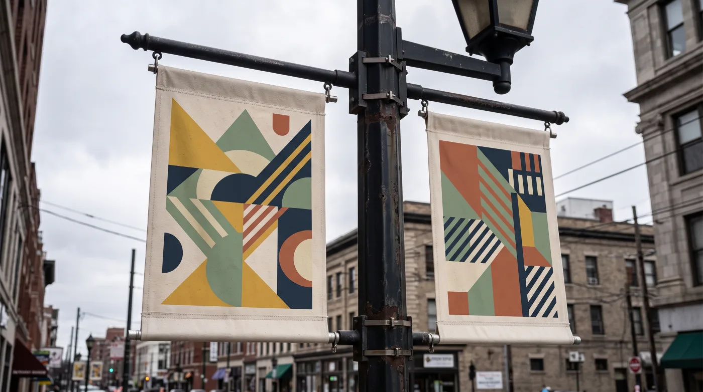 Lona blockout aplicado: banderolas de farola